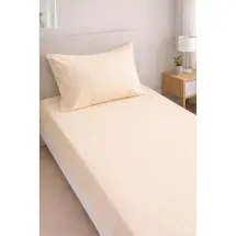 Eponj Pes Lastikli Orta Boy 120x200cm Solid Bej Çarşaf Seti