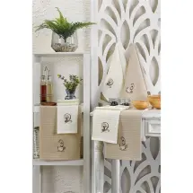 Eponj Nakışlı 40x60 Kahve  12'li Kurulama Bezi