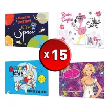 Çınar Büyük Boy 20 Yaprak 15 Adet Asorti Resim Defteri