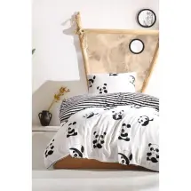 Eponj Panda Beyaz Tek Kişilik Nevresim Takımı